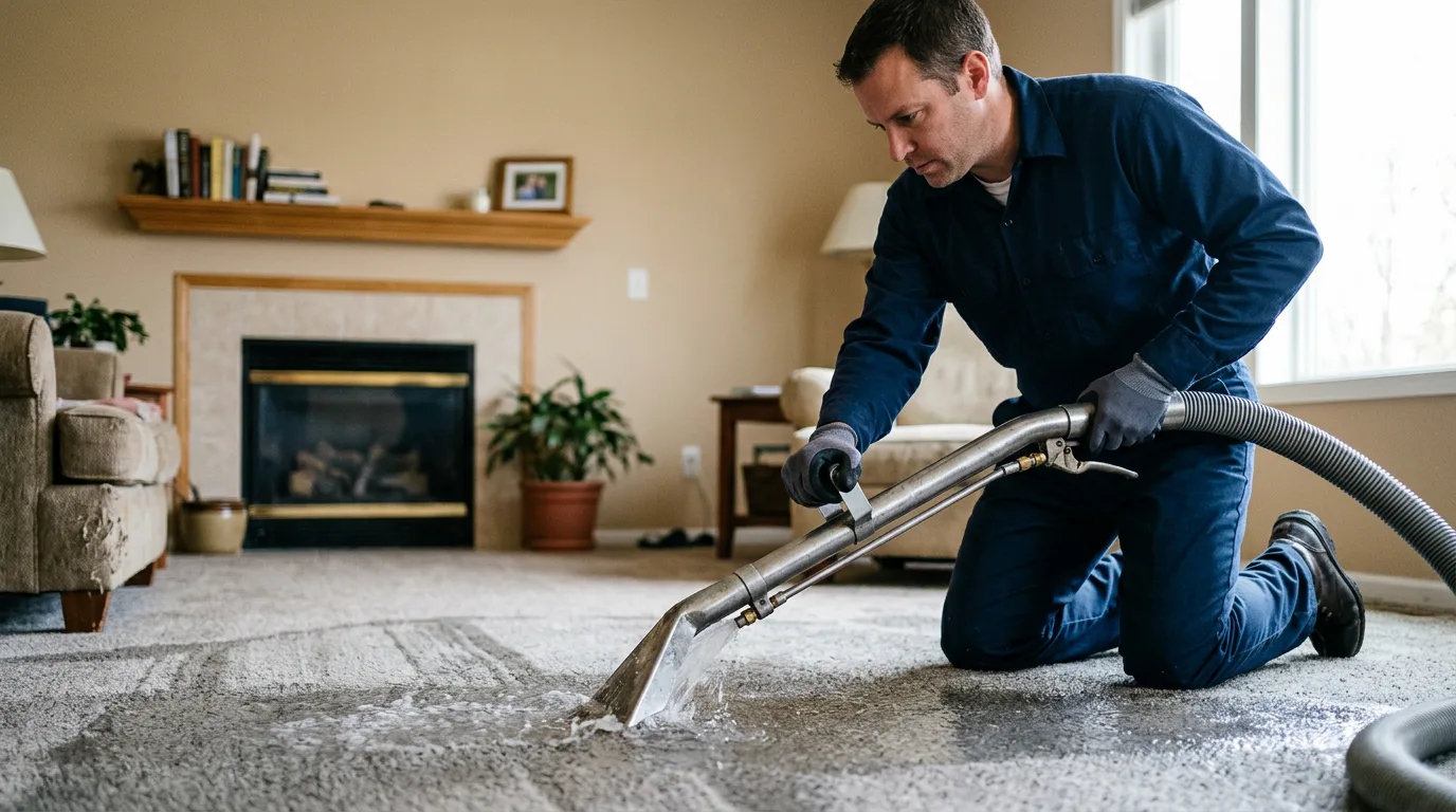 Water damage restoration technician working near Jefferson, NY